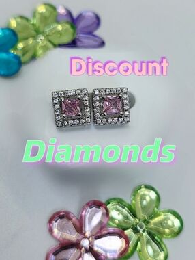 Pink Radiant Cut 1 Ct. Moissanite & Clear White Baguette Diamond Earrings 925
